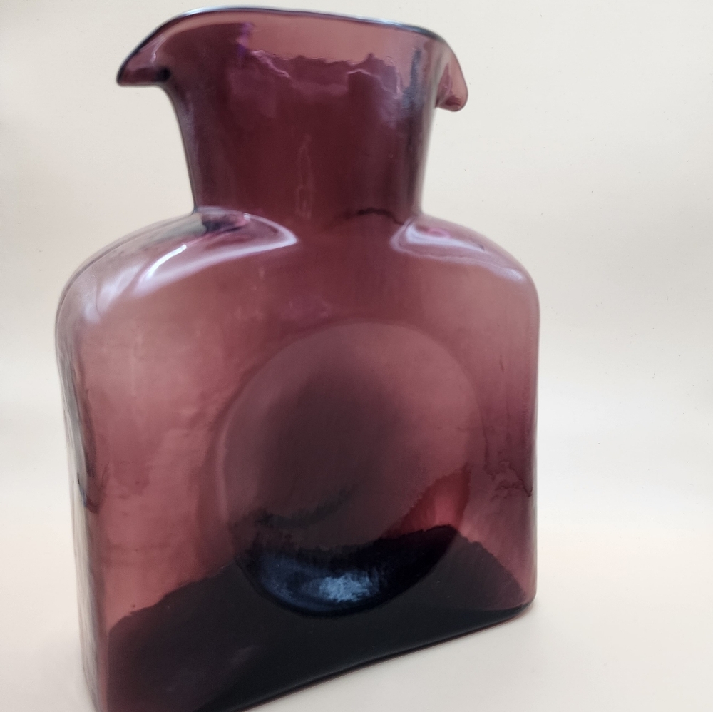 Vintage Rectangular Double Spout Amethyst Purple Blank Glass Co.